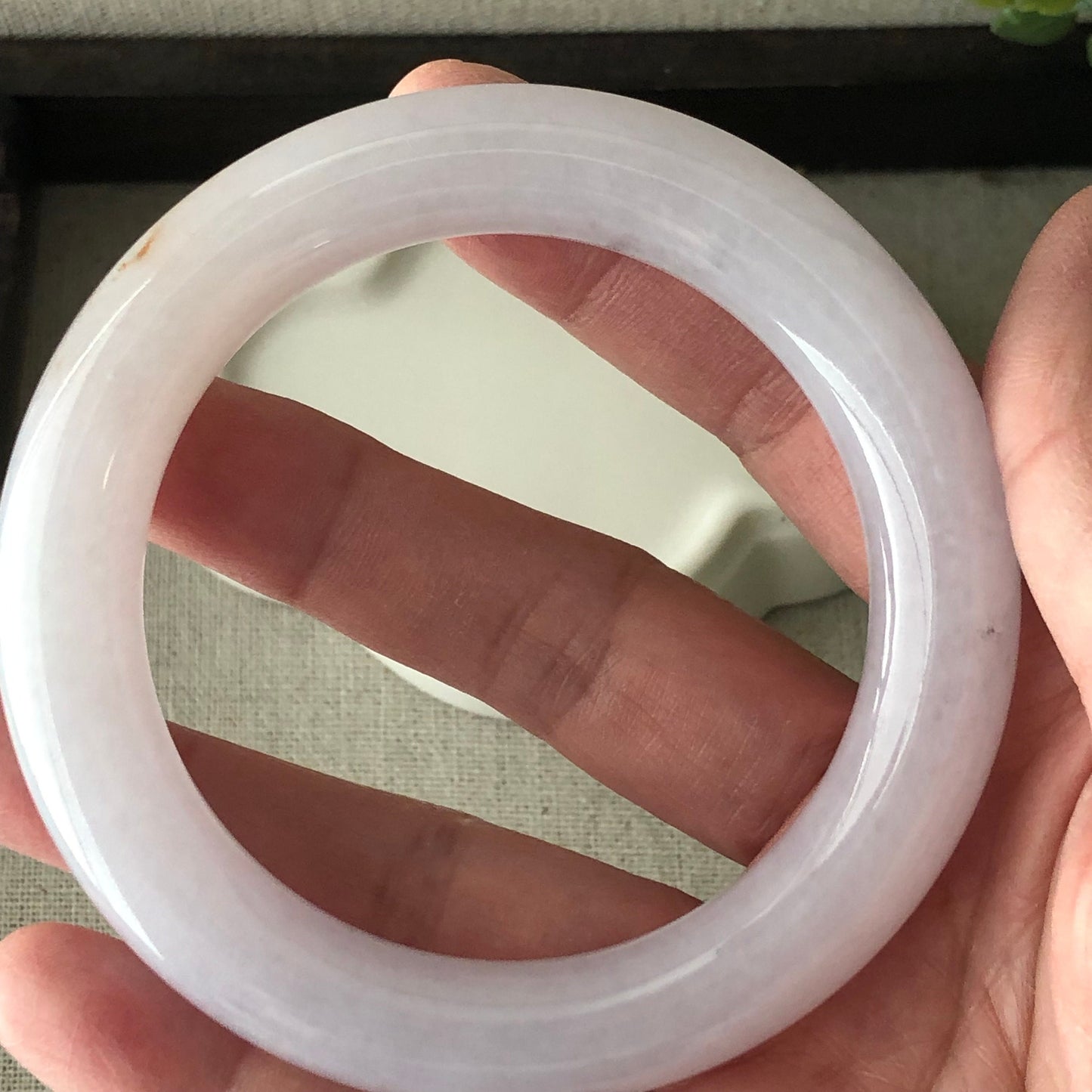 57 mm Icy Light Lavender Jadeite Jade round shaped Bangle