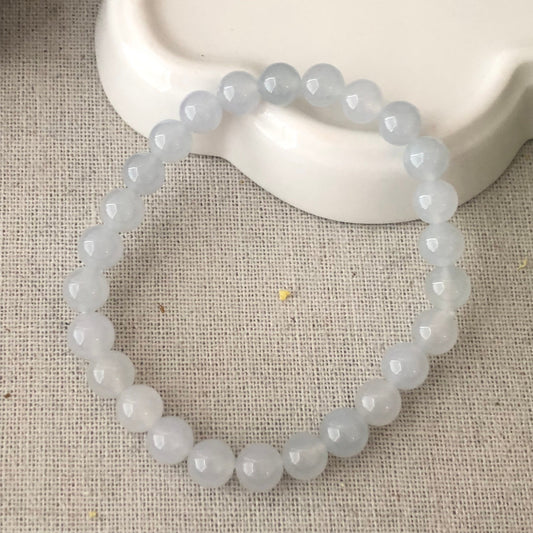 7.2 mm Icy Glow Jadeite Bead Bracelet