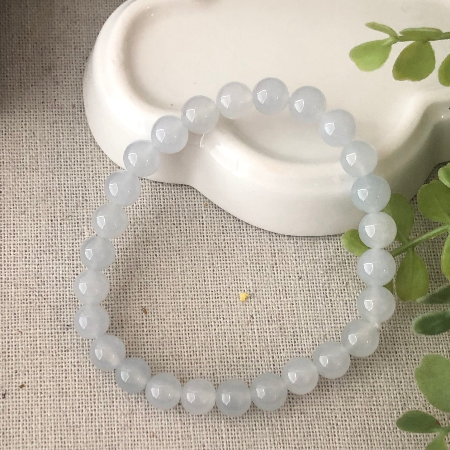 7.2 mm Icy Glow Jadeite Bead Bracelet