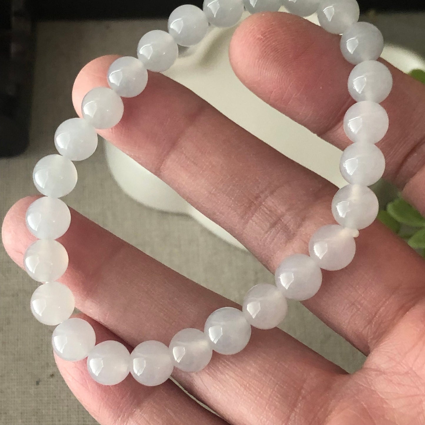7.2 mm Icy Glow Jadeite Bead Bracelet
