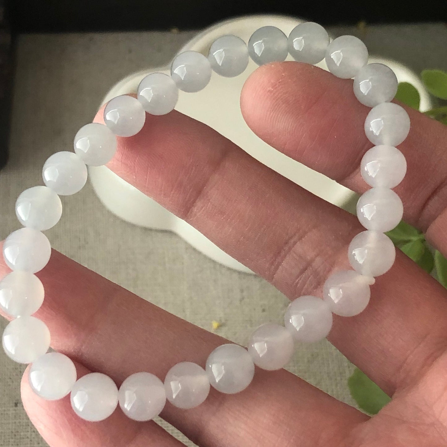7.2 mm Icy Glow Jadeite Bead Bracelet