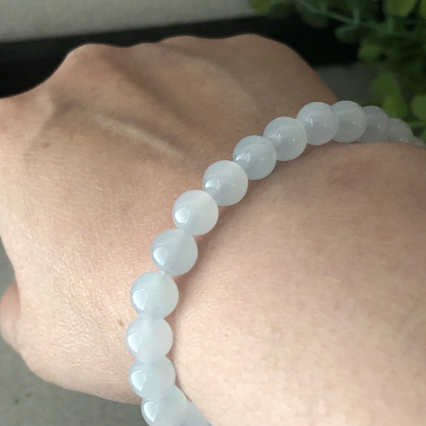 7.2 mm Icy Glow Jadeite Bead Bracelet