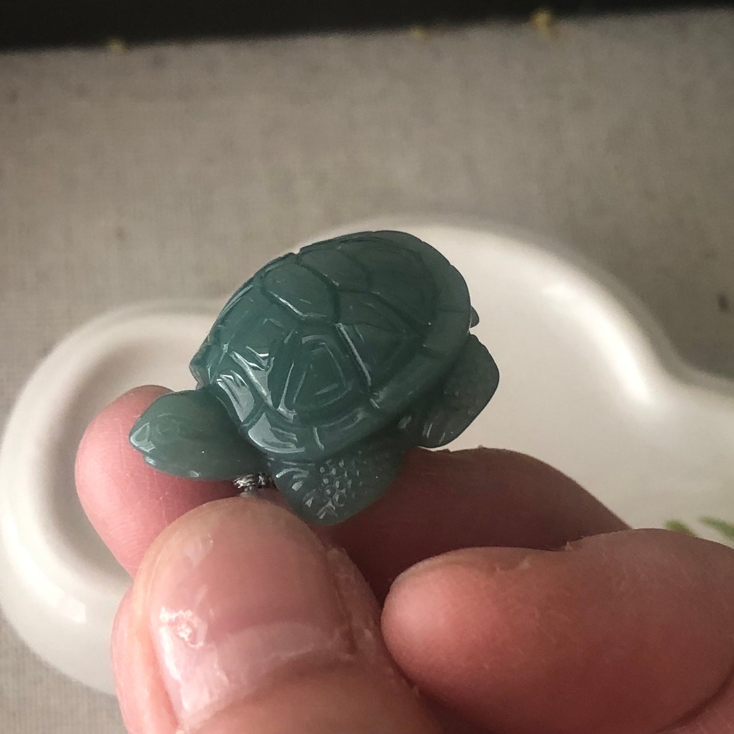 24.5mm Green Jadeite Jade Turtle Pendant Charm