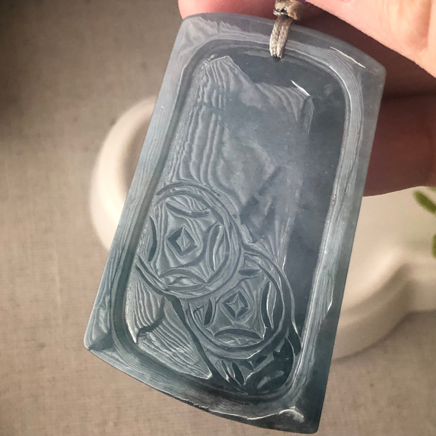 51.7mm Blue Jadeite Jade Carved Pig Pendant