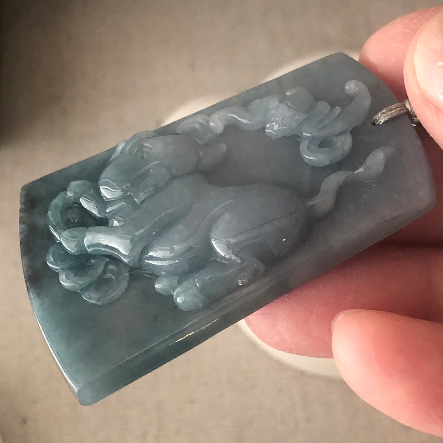 51.7mm Blue Jadeite Jade Carved Pig Pendant
