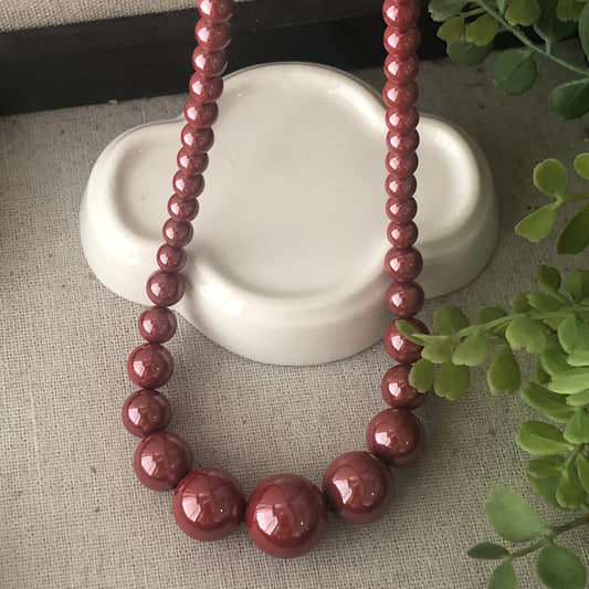 6.4-16.3 mm Imperial Red Cinnabar Bead Necklace
