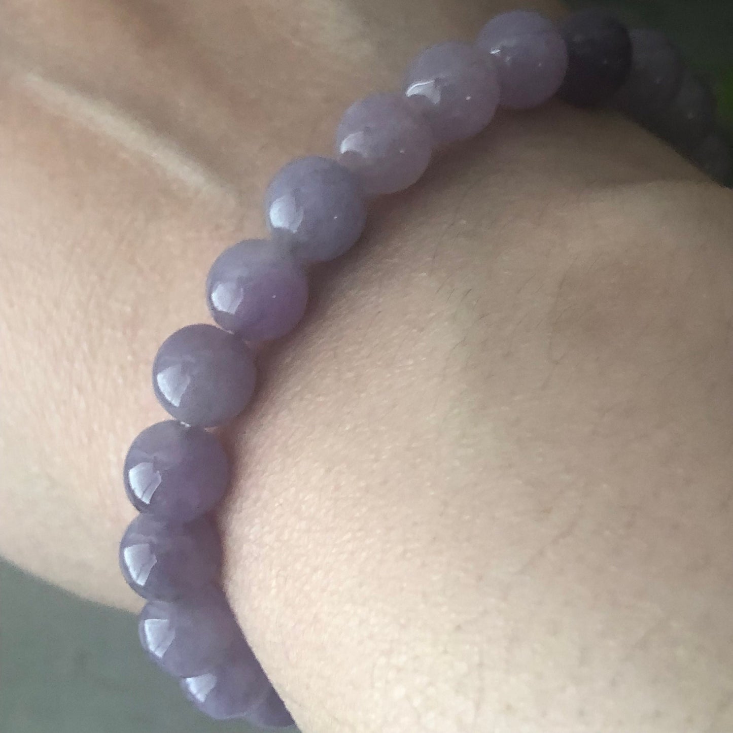 8mm RARE Icy Glossy Sakura Mauve Lavender Jadeite Jade Bead Bracelet
