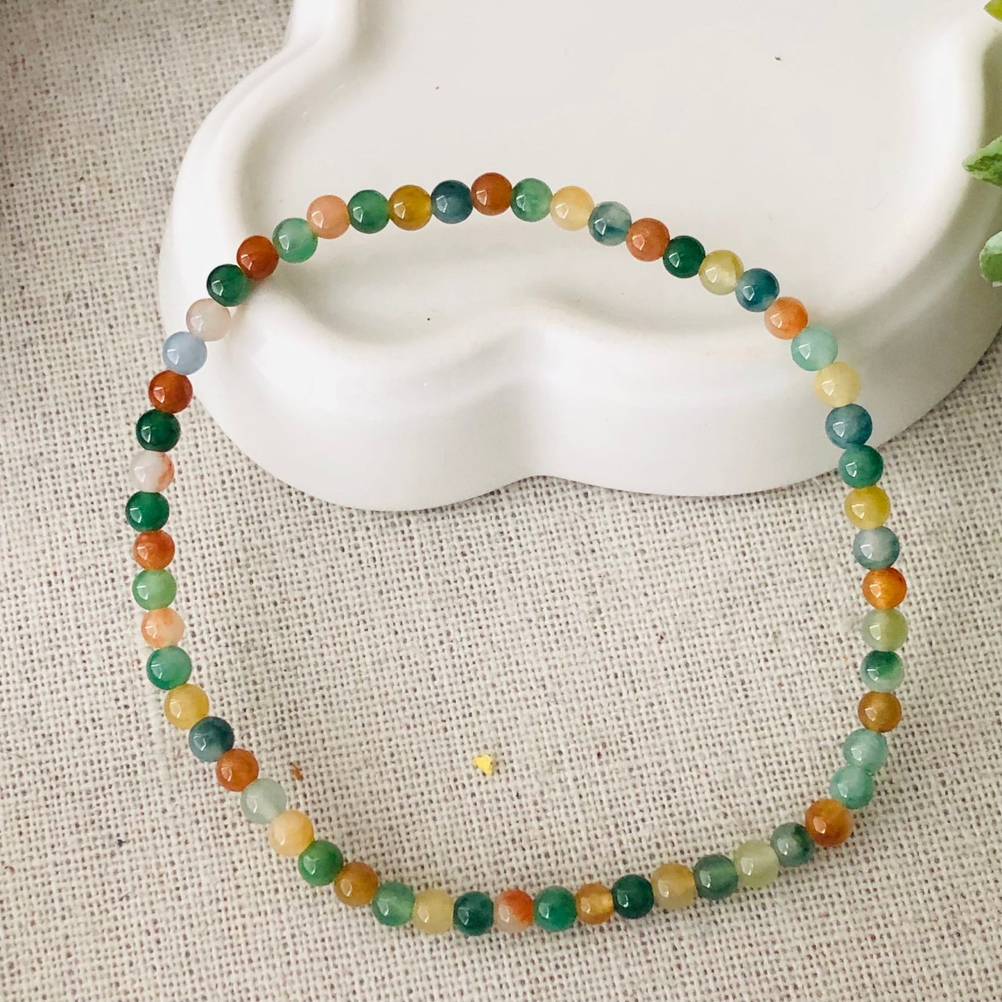 3.5mm Icy Glossy Assorted Colors Jadeite Jade Bead Bracelet