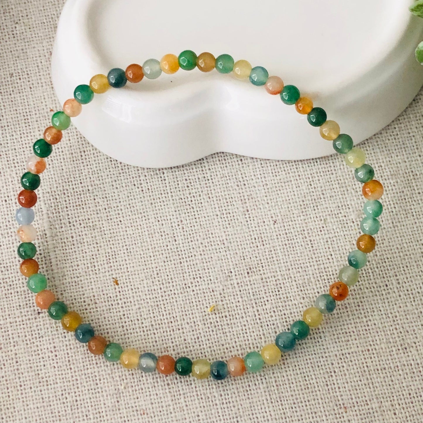 3.5mm Icy Glossy Assorted Colors Jadeite Jade Bead Bracelet