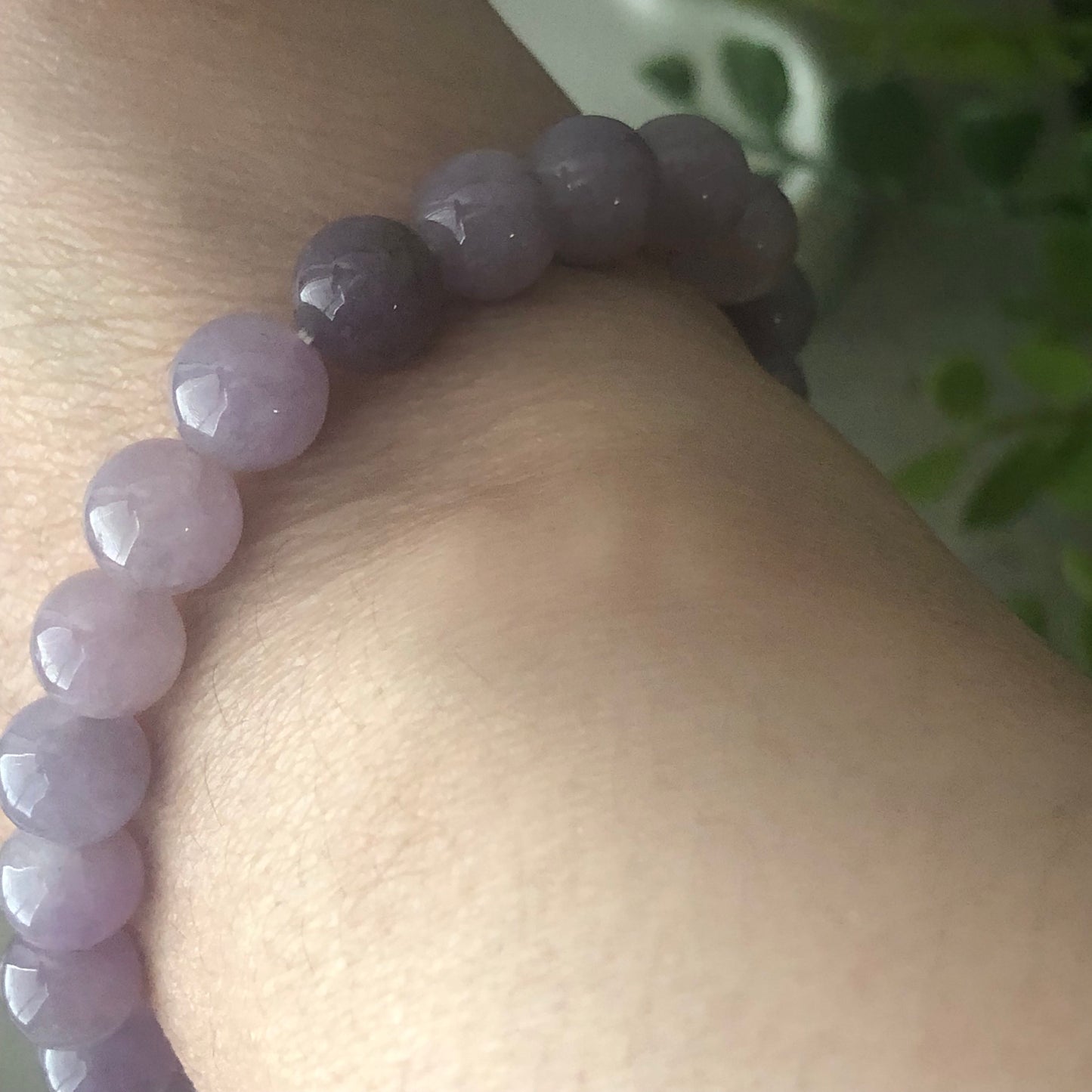 8mm RARE Icy Glossy Sakura Mauve Lavender Jadeite Jade Bead Bracelet