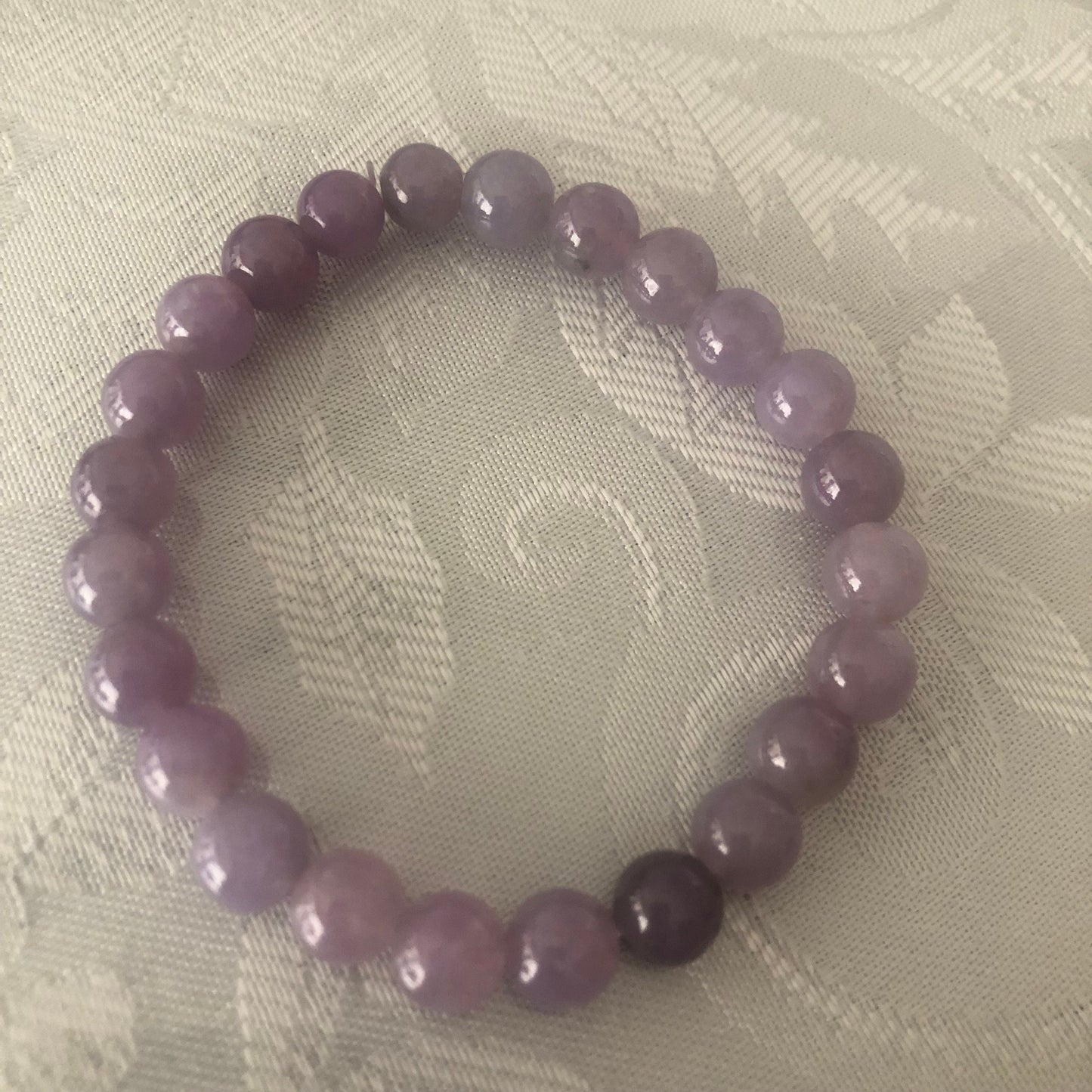 8mm RARE Icy Glossy Sakura Mauve Lavender Jadeite Jade Bead Bracelet