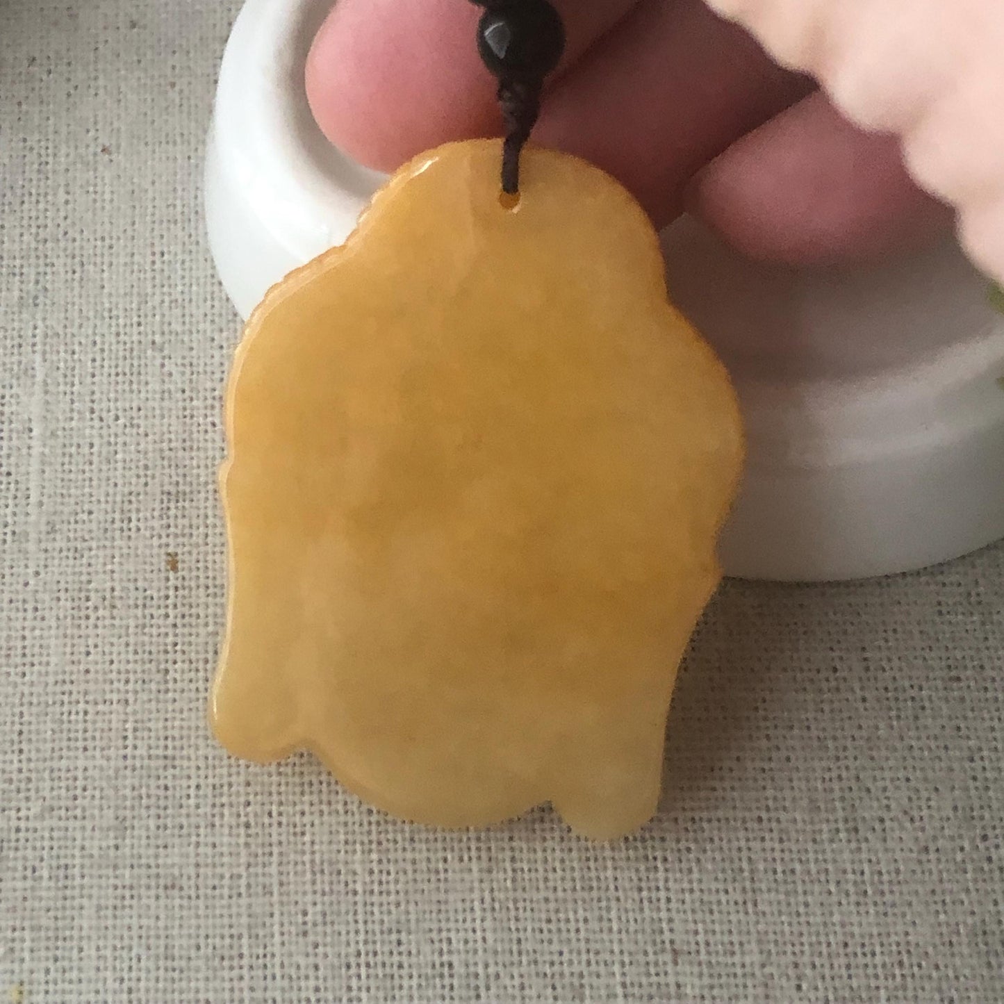 48 mm Yellow Brown Jade  Jadeite Guanyin Pendant