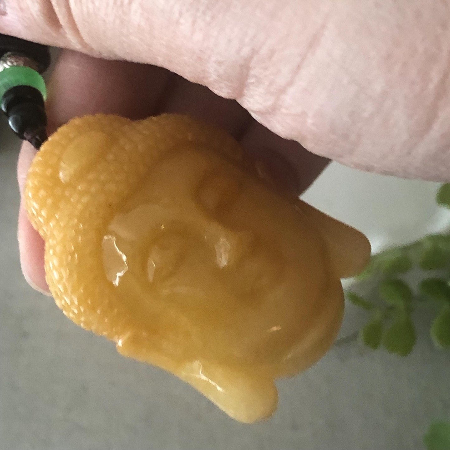 48 mm Yellow Brown Jade  Jadeite Guanyin Pendant