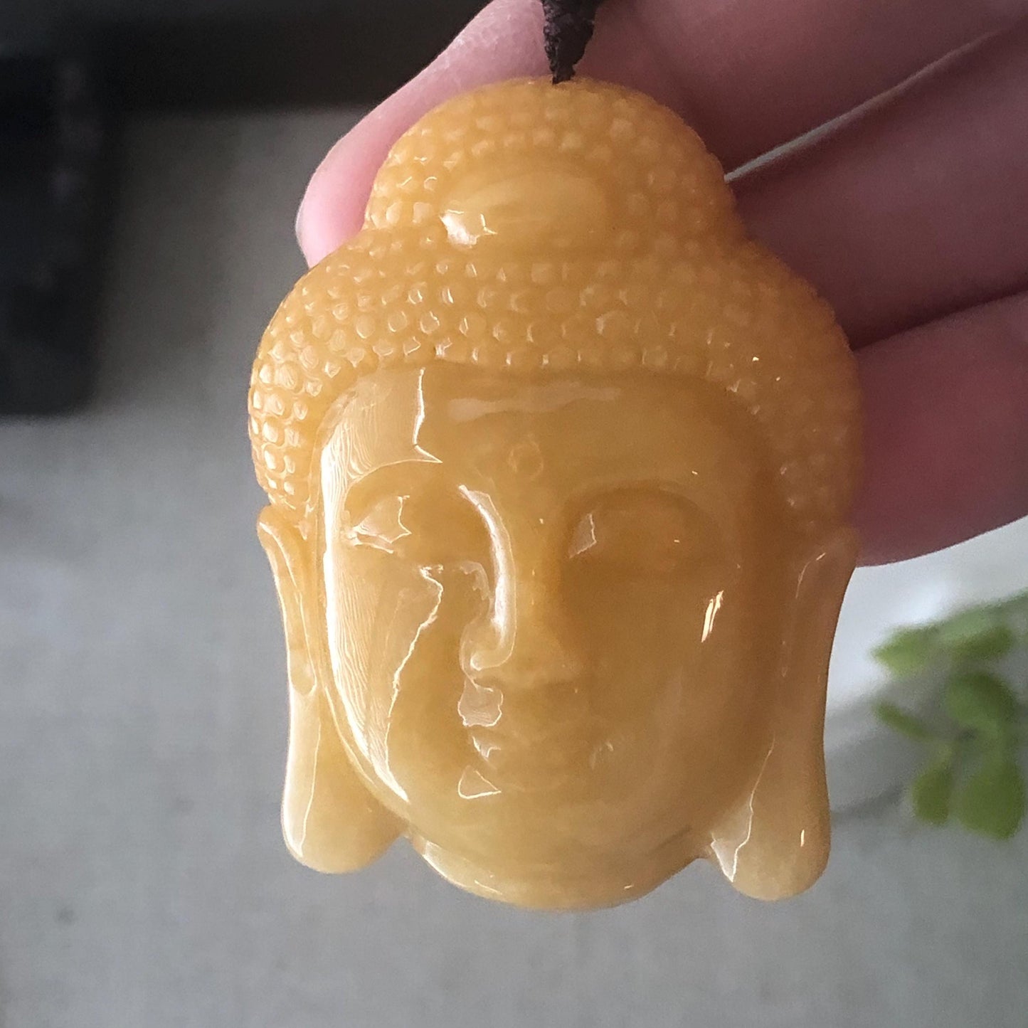 48 mm Yellow Brown Jade  Jadeite Guanyin Pendant