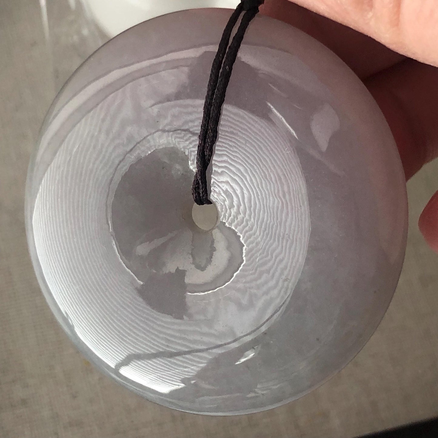 50mm Big Jadeite Jade Smokey Lavender Grey Donut Pendant