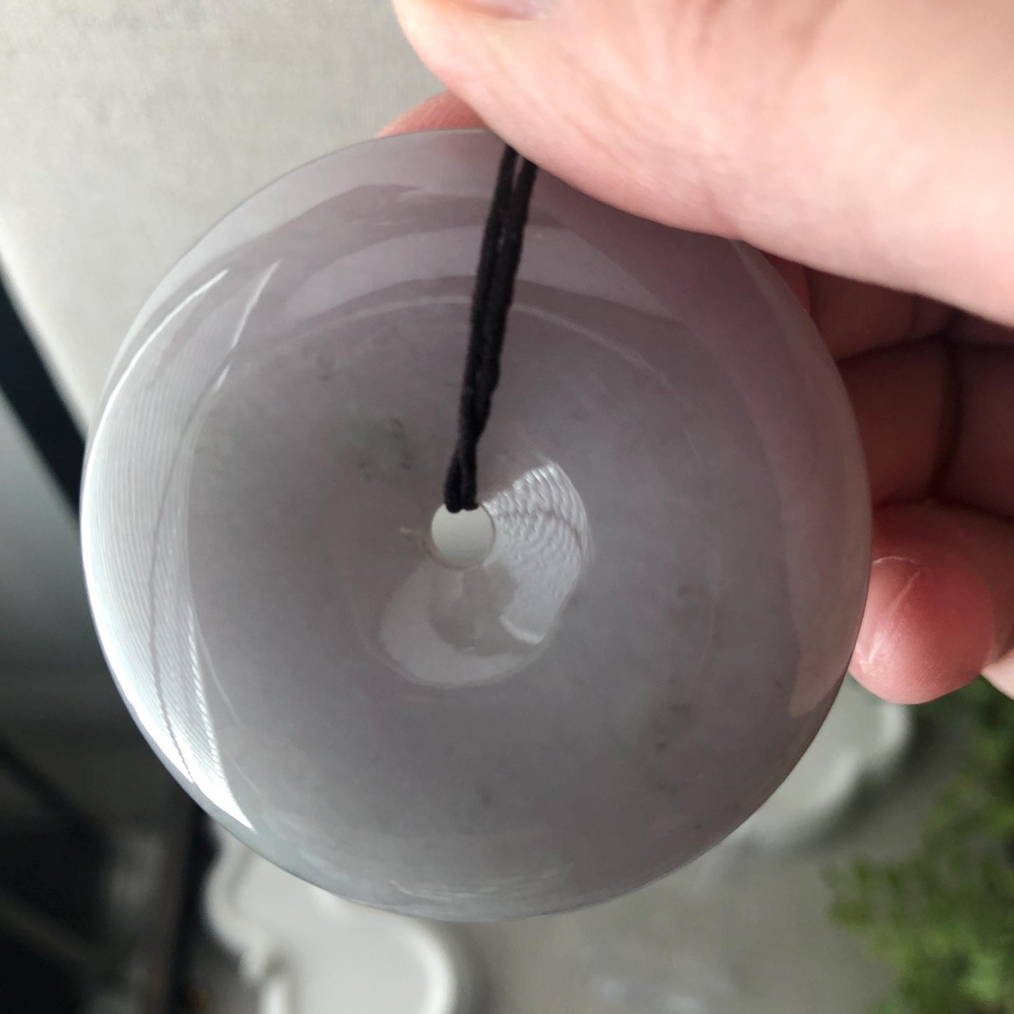 50mm Big Jadeite Jade Smokey Lavender Grey Donut Pendant