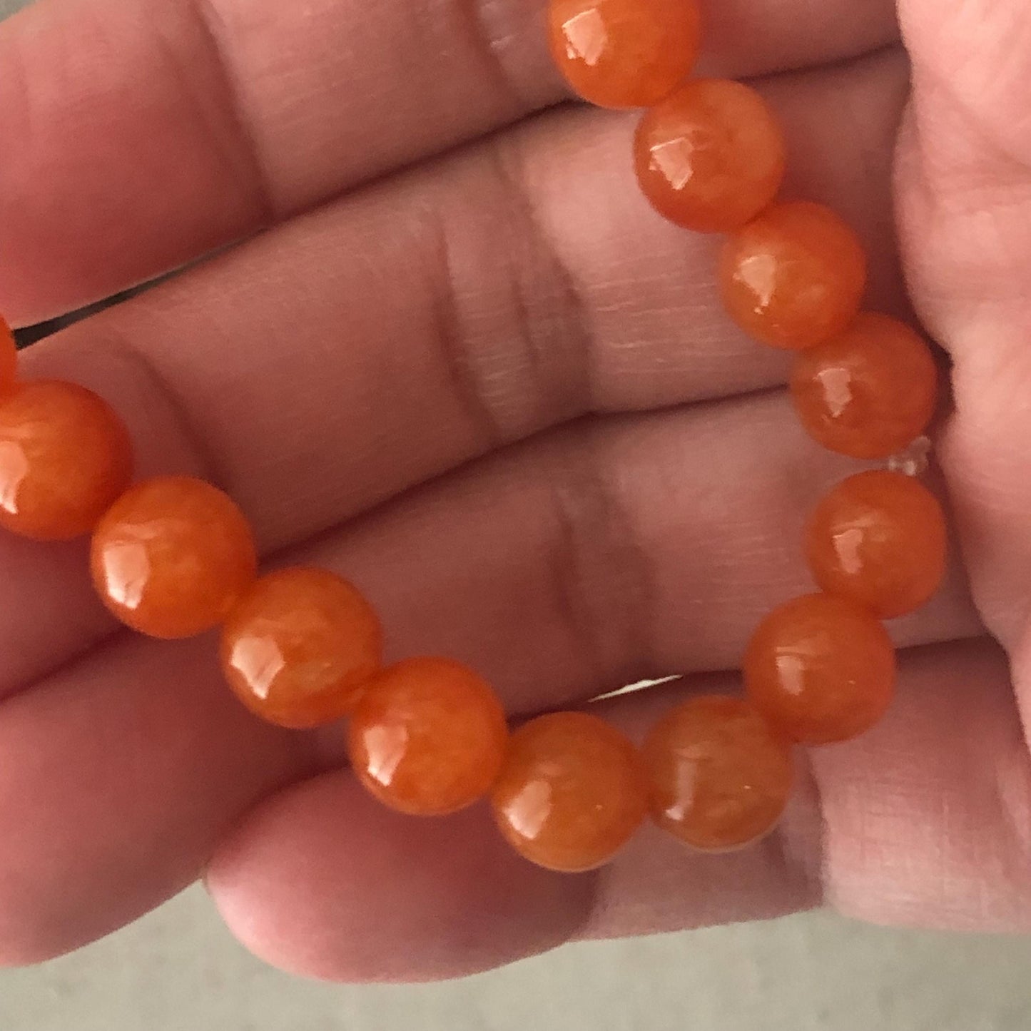 6mm RARE Red Brown Icy Glossy Jadeite Jade Bead Bracelet