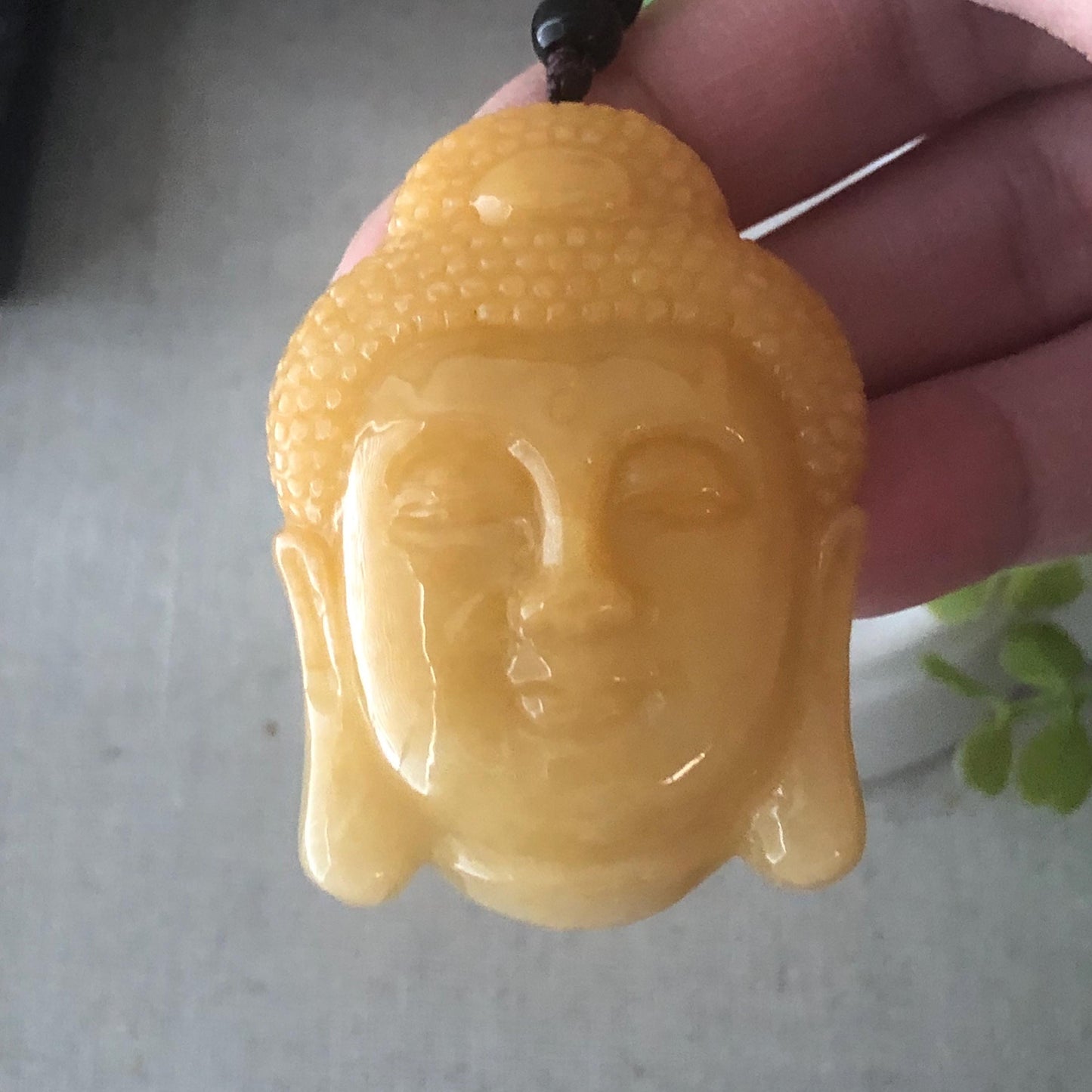 48 mm Yellow Brown Jade  Jadeite Guanyin Pendant