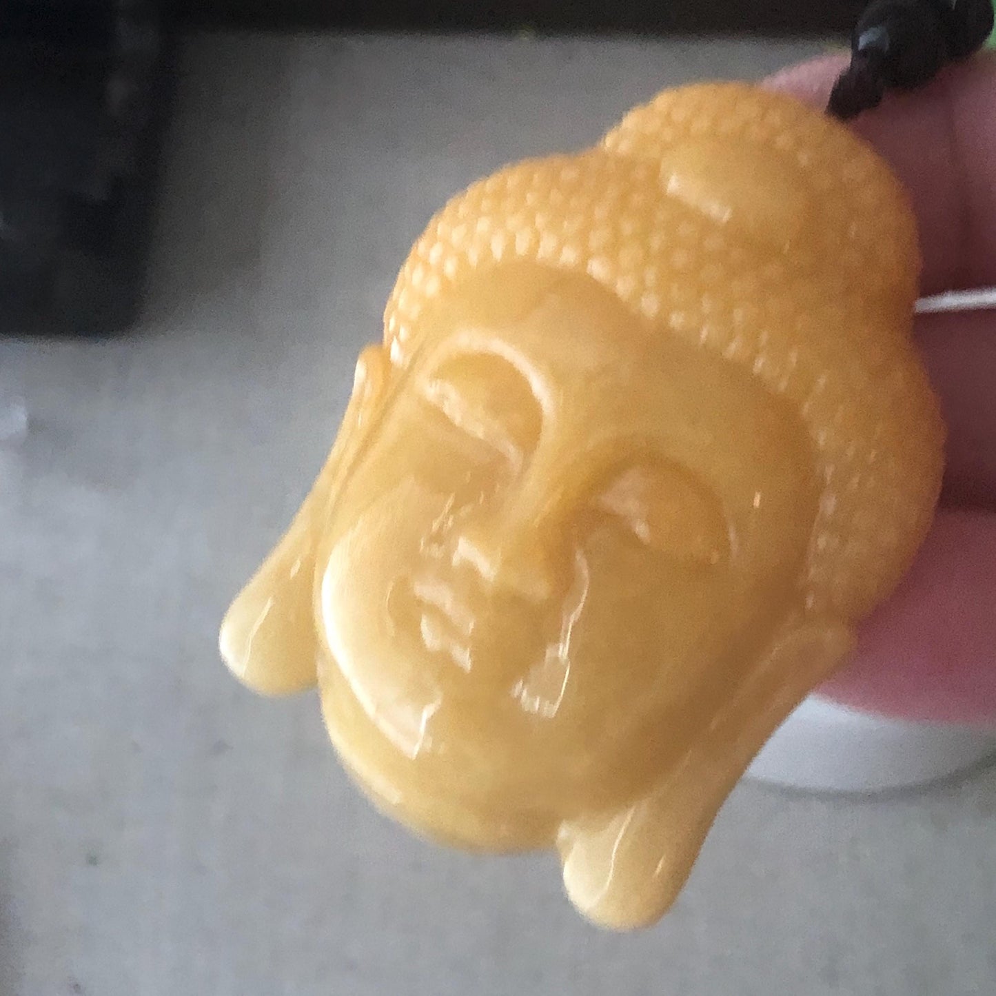 48 mm Yellow Brown Jade  Jadeite Guanyin Pendant