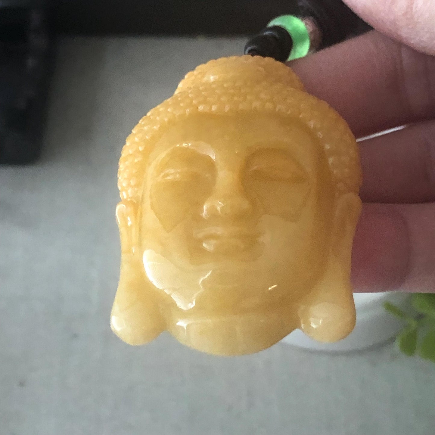48 mm Yellow Brown Jade  Jadeite Guanyin Pendant