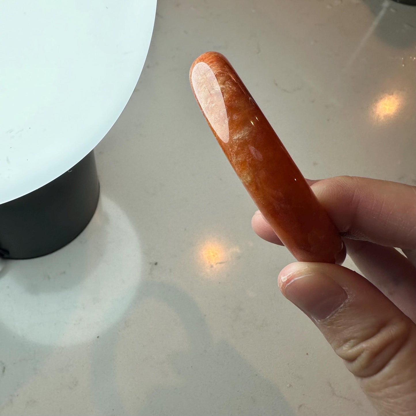 57.7mm Red Orange Jadeite Jade D-shaped Bangle