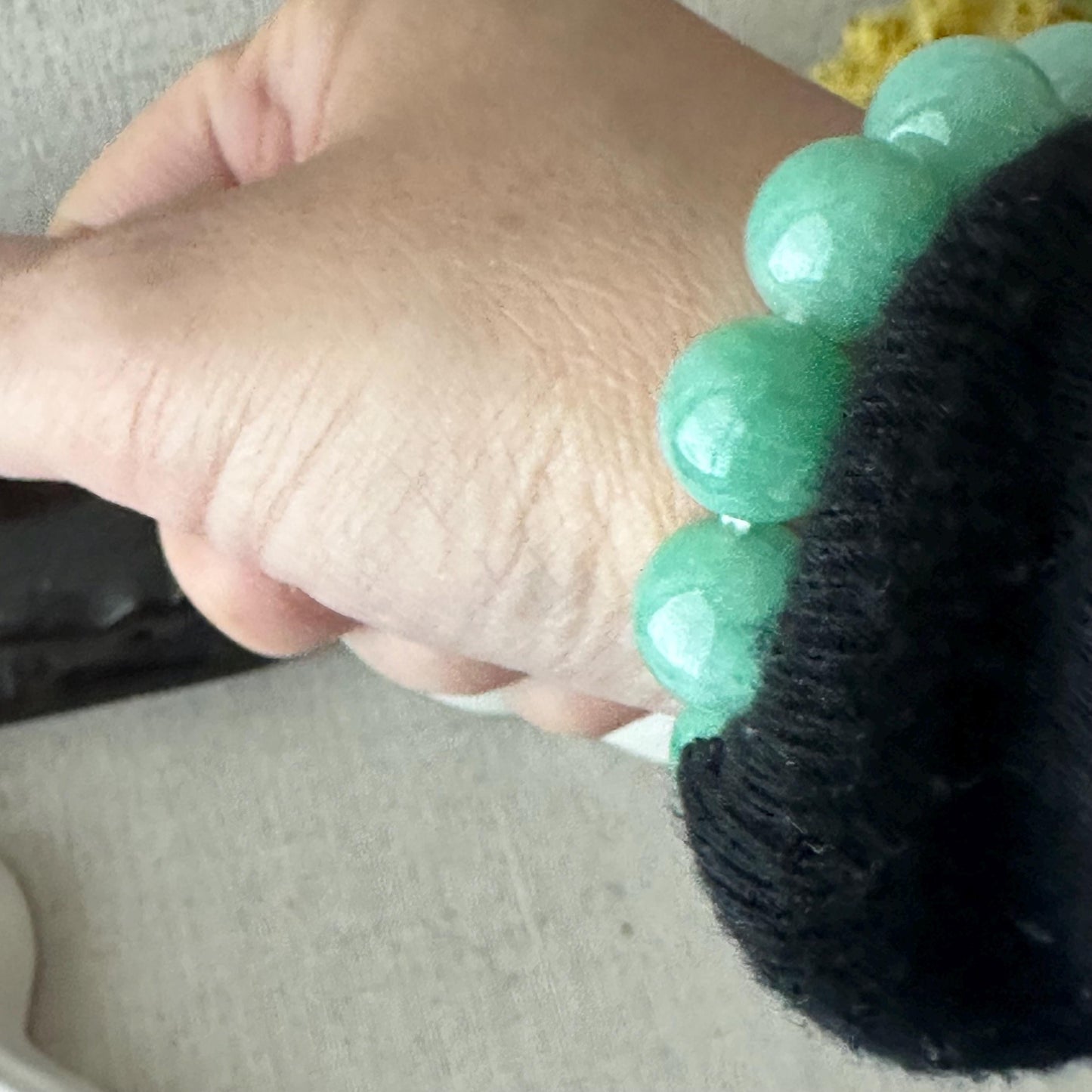 11.5mm Glossy Vibrant Green Jadeite Jade Bead Bracelet