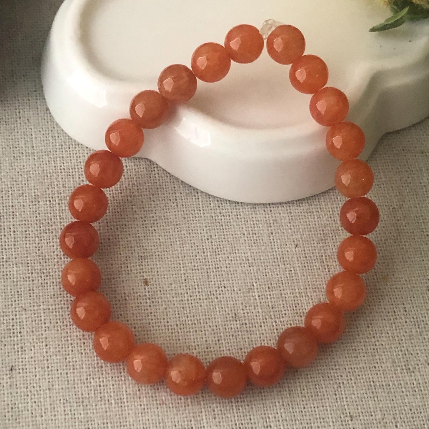 6mm RARE Red Brown Icy Glossy Jadeite Jade Bead Bracelet