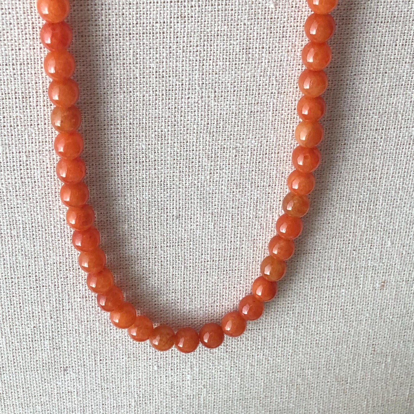 6mm Icy Glossy Red Orange Jadeite Jade Bead Necklace Bracelet