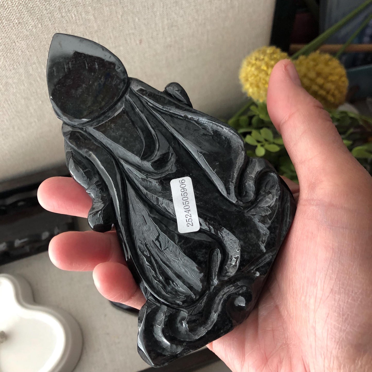 130mm Wuji Black Jadeite Jade Carved Guan Er Yeh 關二爺 Statue Display RARE