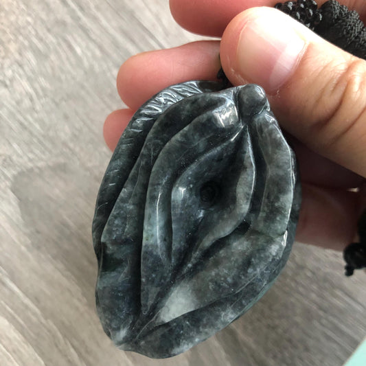 56mm Jadeite Jade Wuji Carved Human Part Pendant