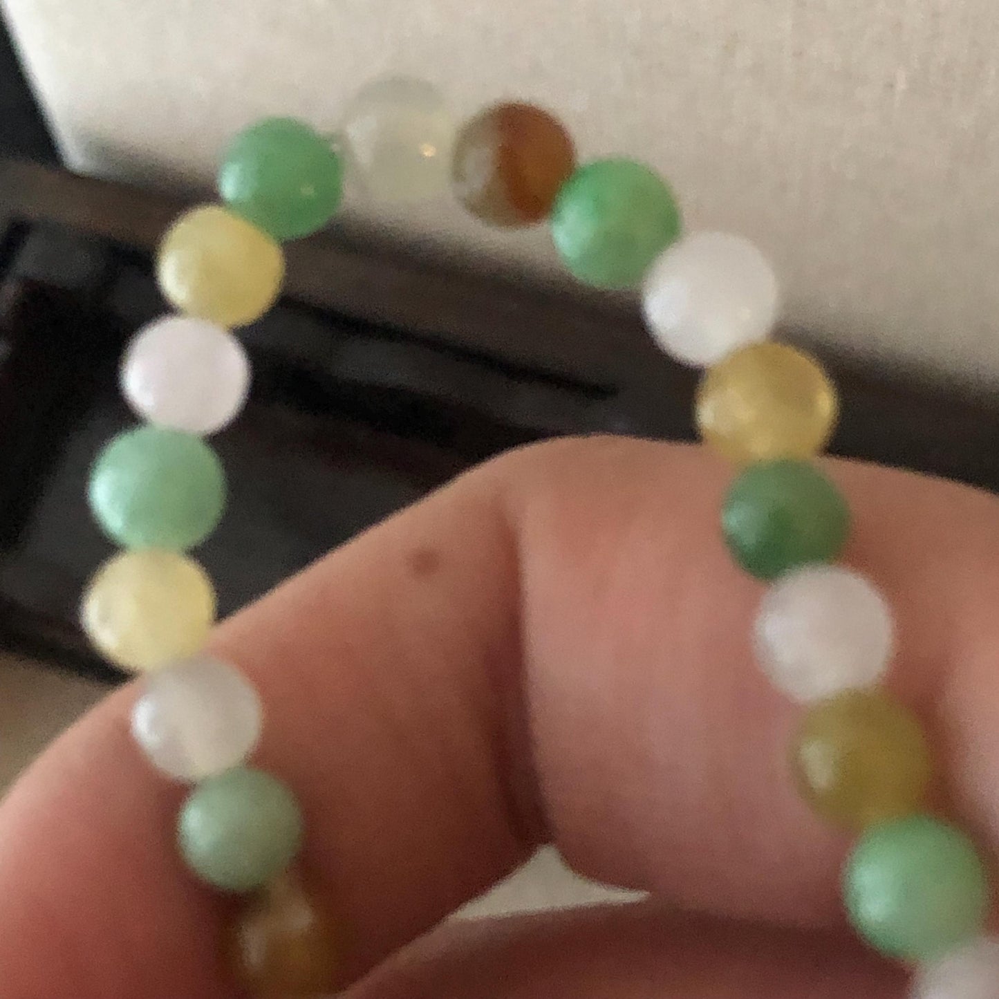 5.3mm Asst Colors Jade Jadeite Glossy Round Bead Bracelet