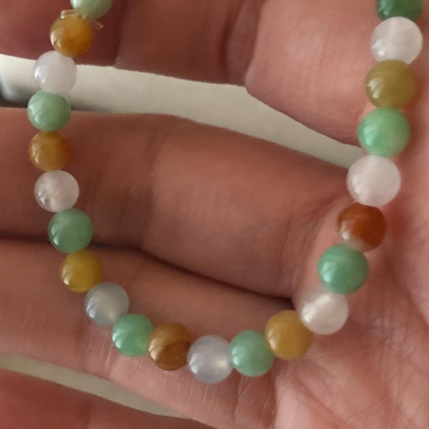 5.3mm Asst Colors Jade Jadeite Glossy Round Bead Bracelet