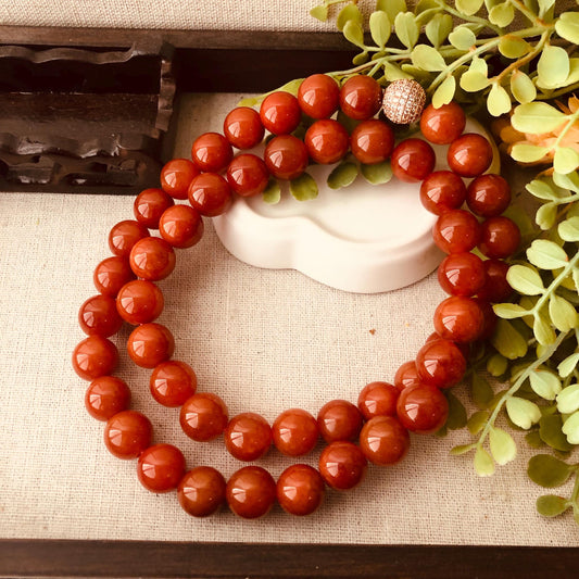 12mm RARE Glossy Red Jadeite Jade Bead Bracelet Necklace