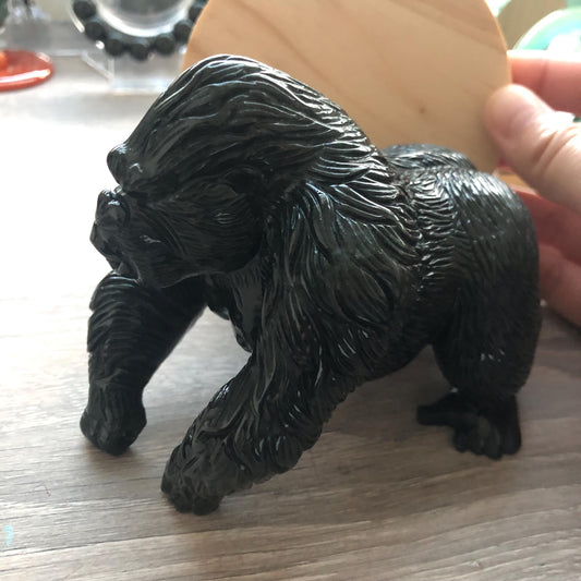 140mm Wuji Black Jadeite Jade Carved King Kong Ape Statue Display RARE