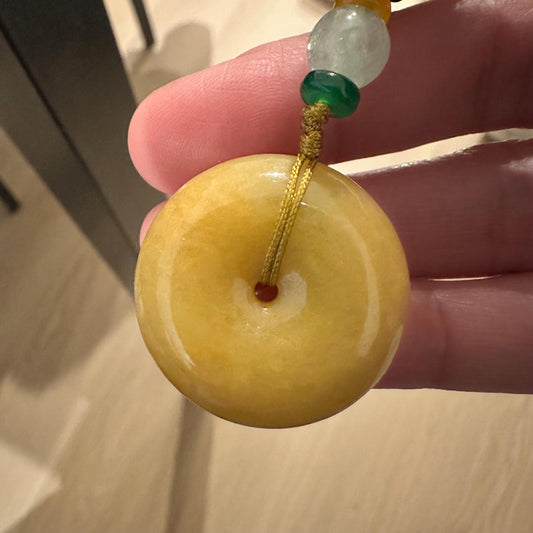 30mm Yellow Jadeite Jade Donut Pendant