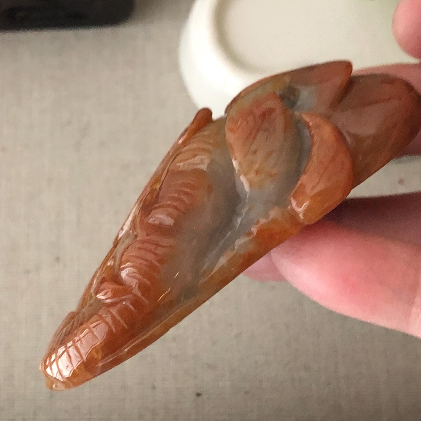 72.7mm Red Brown Jadeite Jade Carved Elephant Pendant