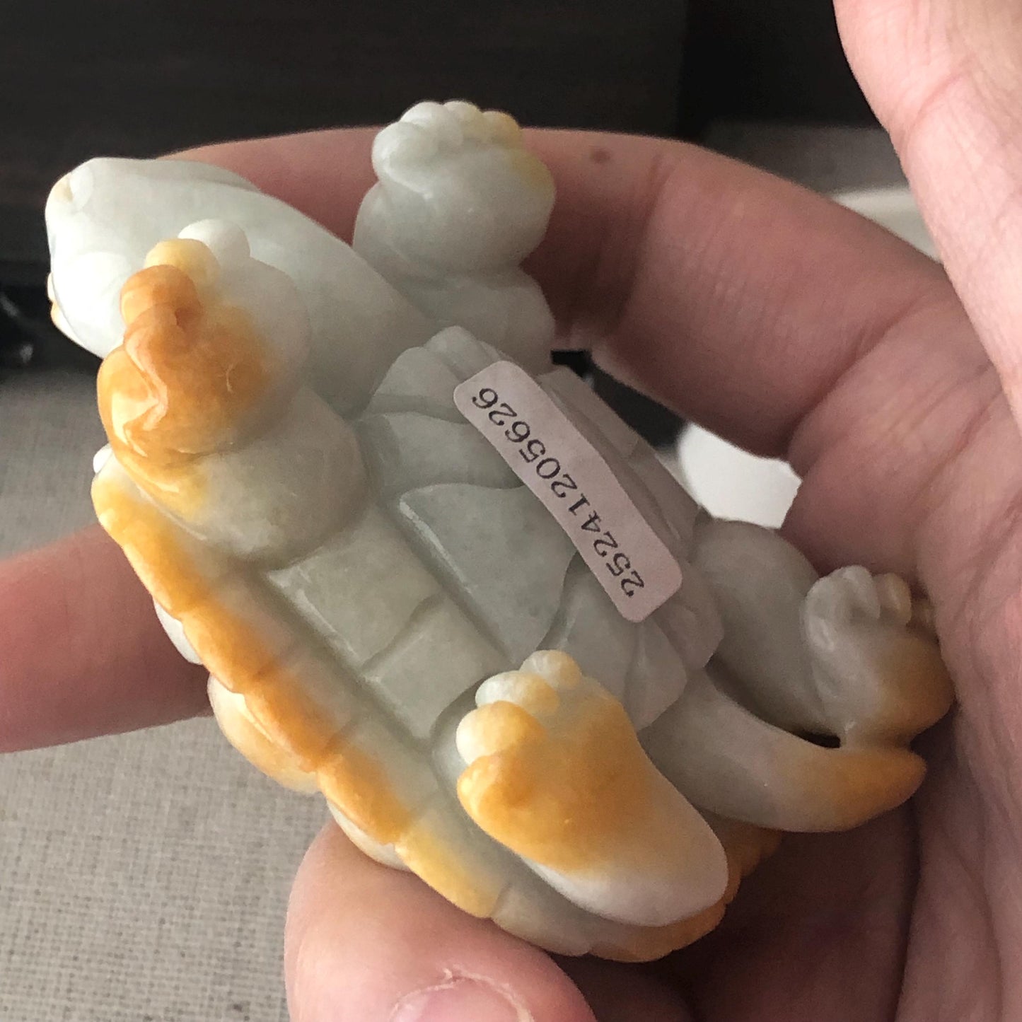 67.5mm Yellow Brown Jadeite Jade Carved Turtle Display Statue