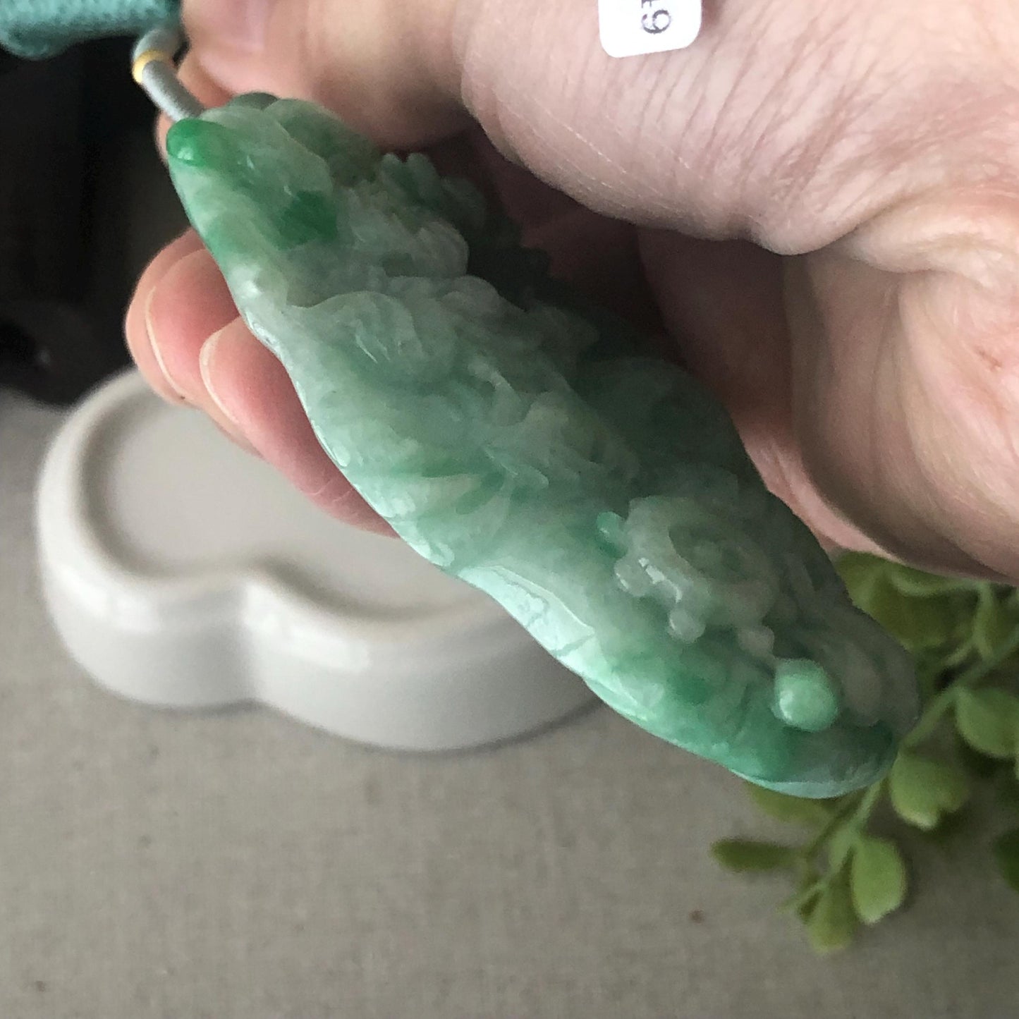 67.8 mm Jade Jadeite Green carved dragon Pendant