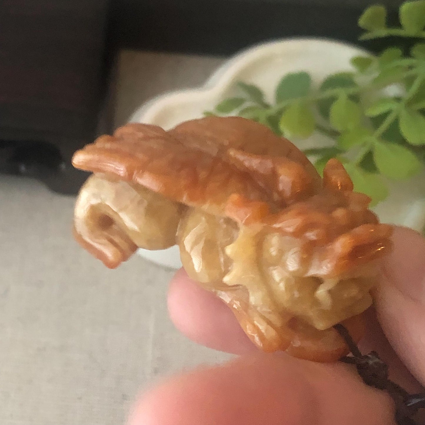 43.8 Red Brown Jadeite Jade Carved Flying Pixiu Wings Pendant