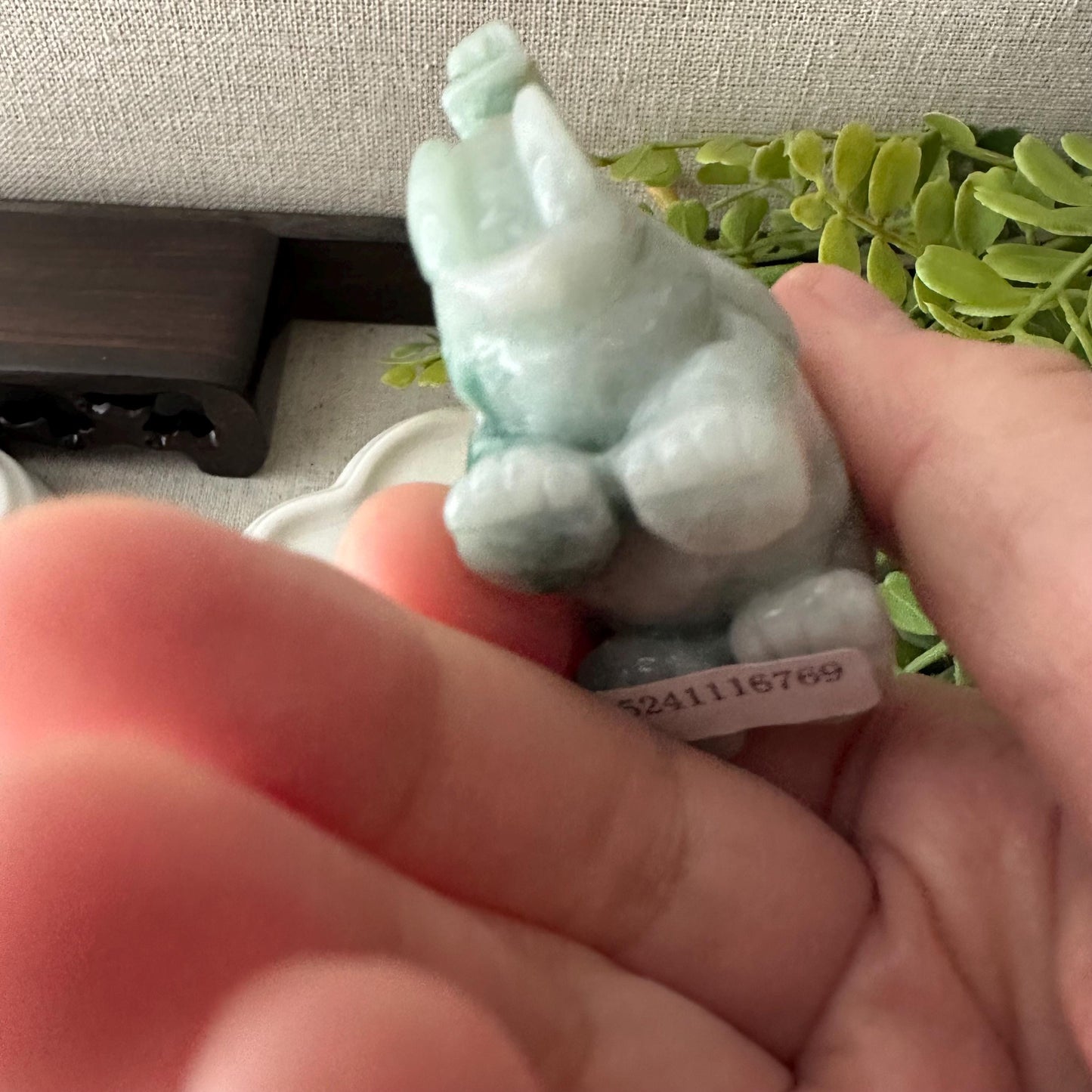 51.2mm Green Float Flowers Jadeite Jade Carved Elephant Statue Display