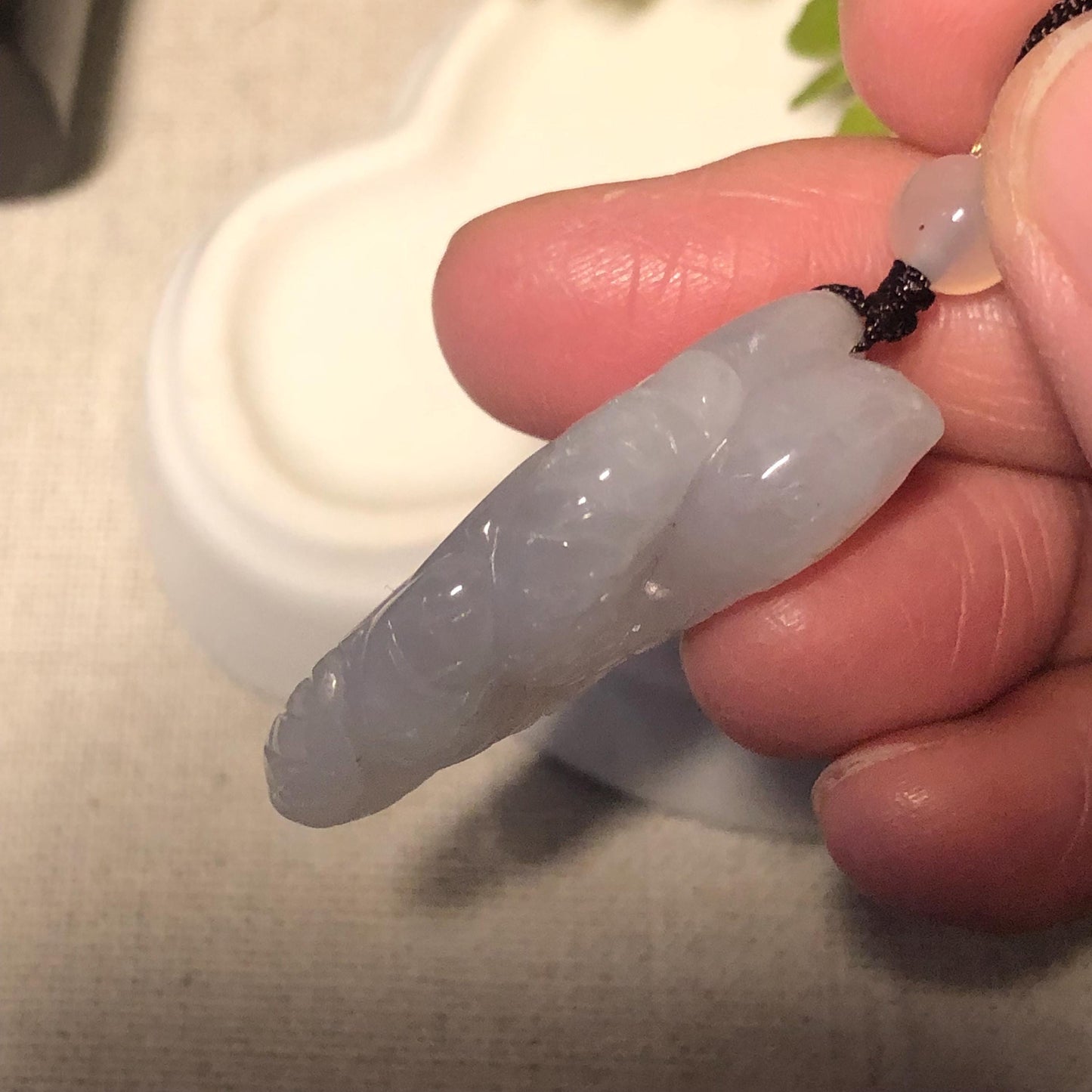 35.4mm Jadeite Jade Icy Carved Snake Pendant