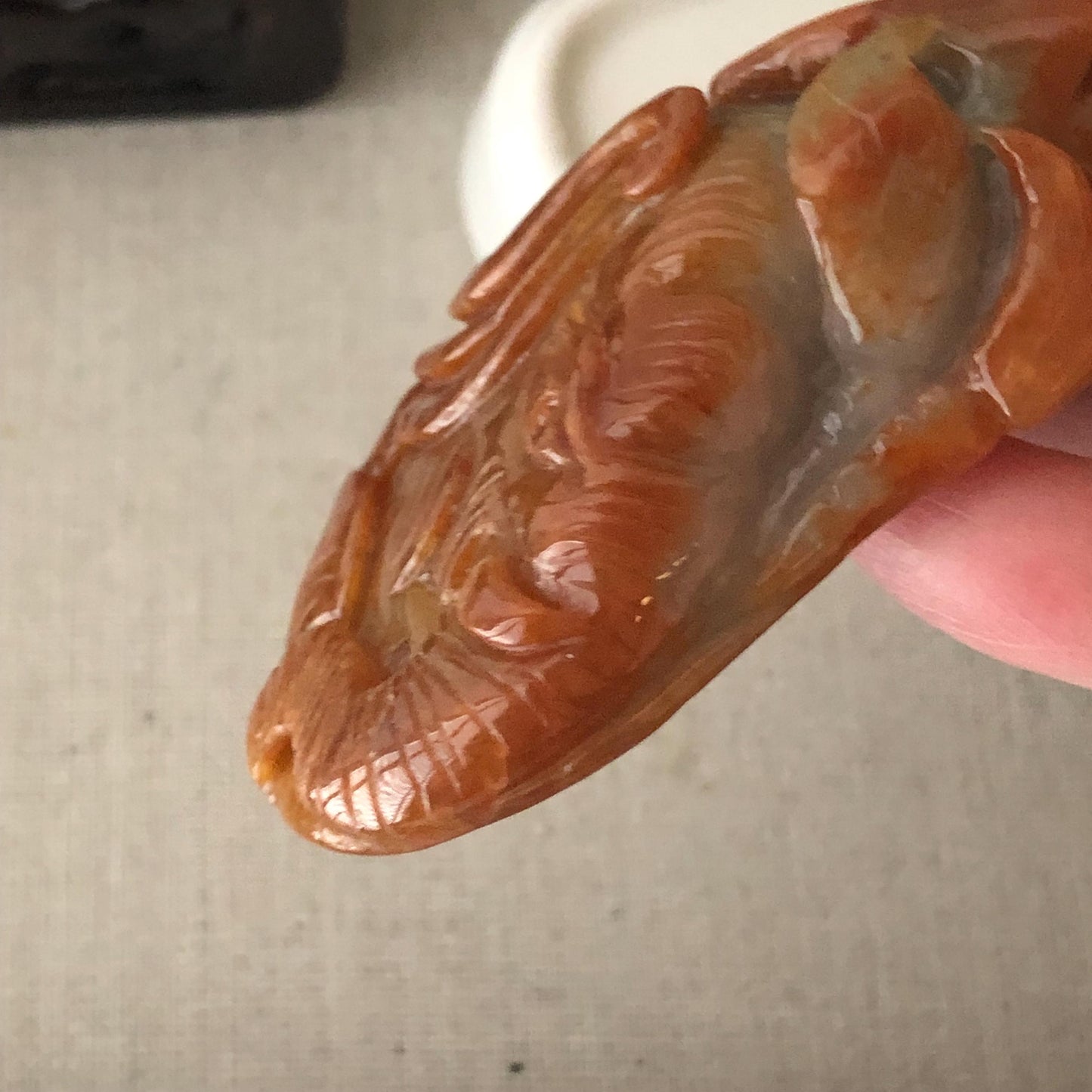 72.7mm Red Brown Jadeite Jade Carved Elephant Pendant