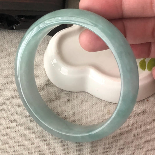 56mm Bluish Icy Jadeite Jade D Shaped Bangle