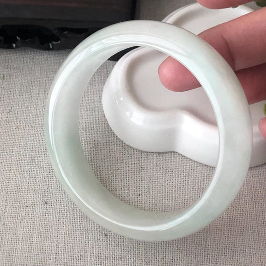 56mm Icy Jadeite Jade D Shaped Bangle