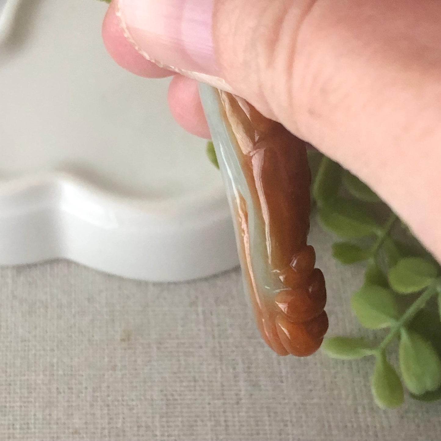 43.4 mm Red Brown Jadeite Jade Happy Buddha Pendant