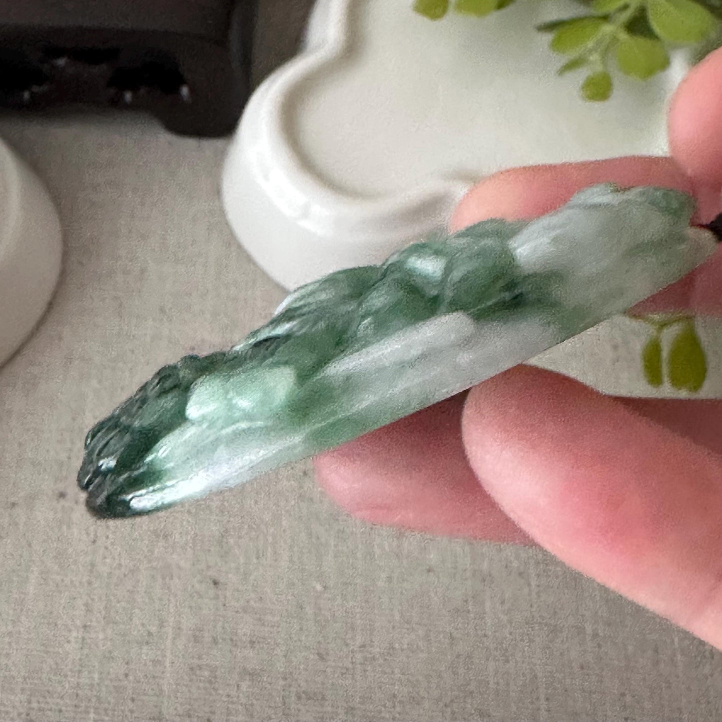 56.7mm Jadeite Jade Green Tiger Head Pendant Charm