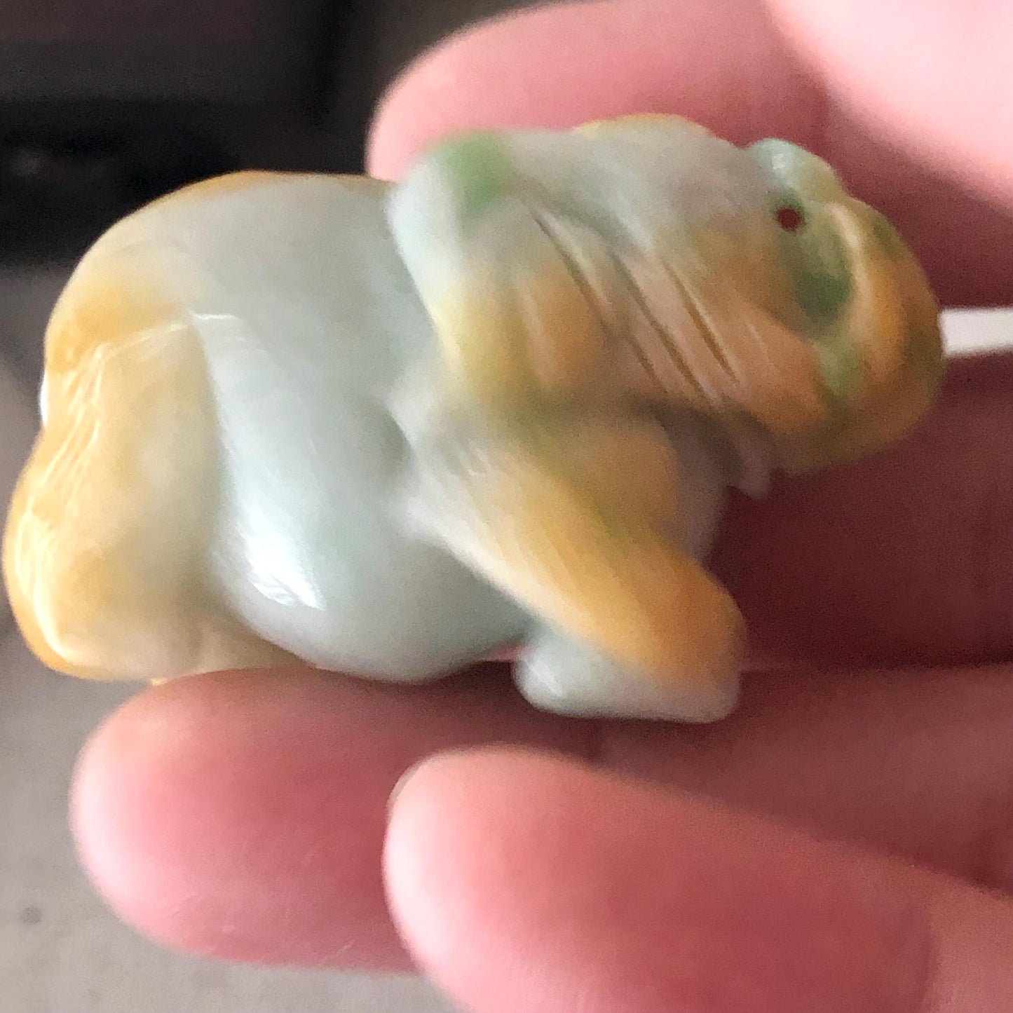 41.3mm Jadeite Jade Yellow Green Carved Elephant Display Statue Figurine or Pendant Figurine