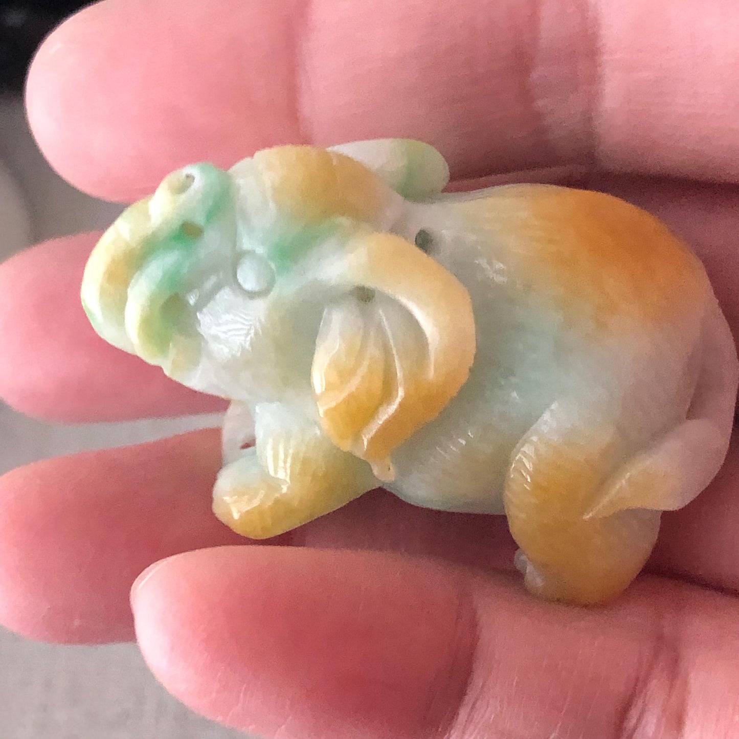 41.3mm Jadeite Jade Yellow Green Carved Elephant Display Statue Figurine or Pendant Figurine