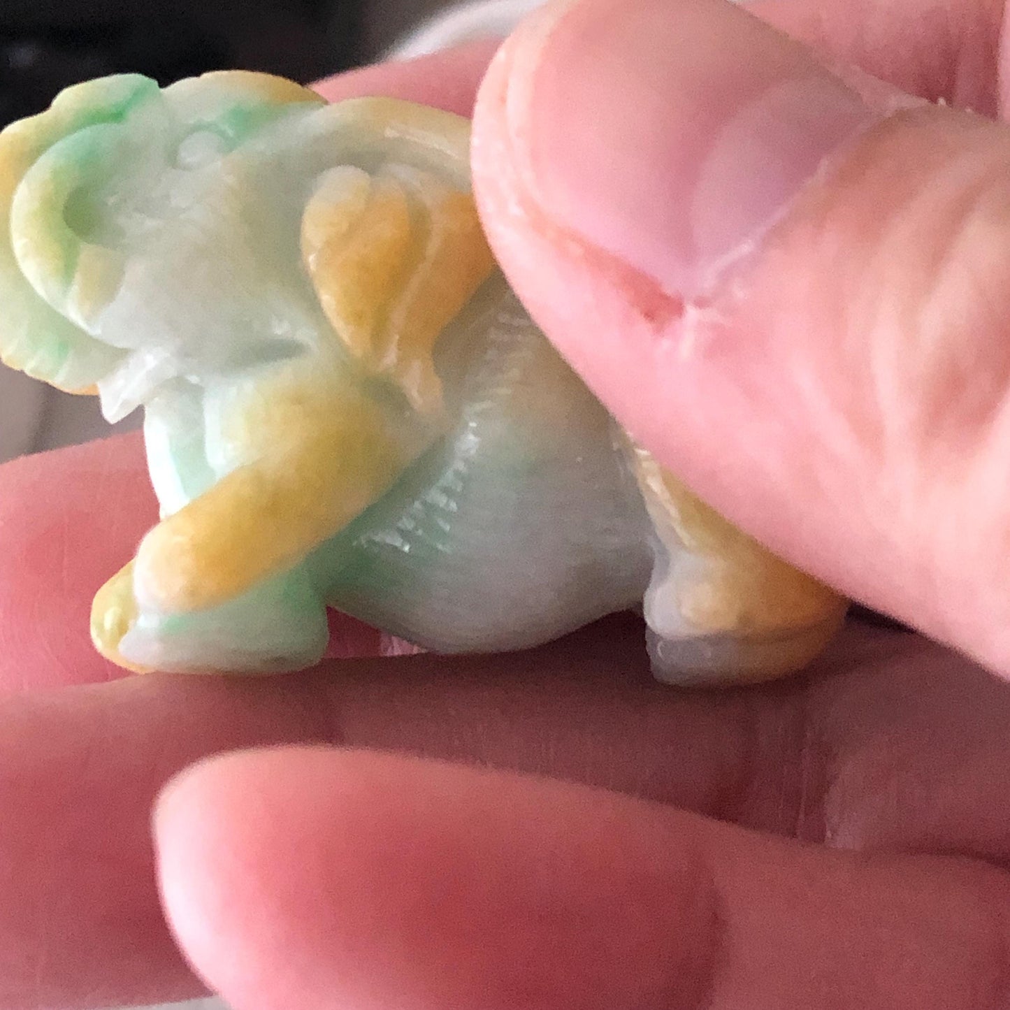 41.3mm Jadeite Jade Yellow Green Carved Elephant Display Statue Figurine or Pendant Figurine