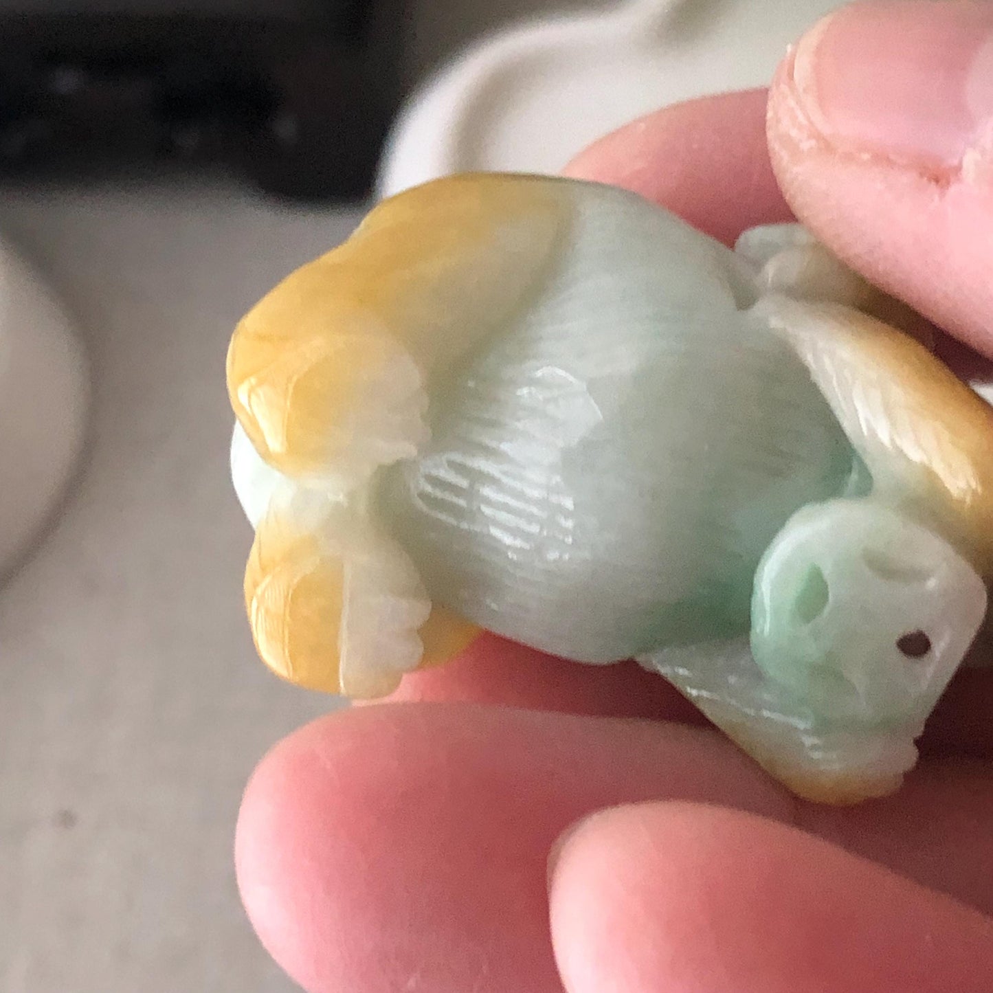 41.3mm Jadeite Jade Yellow Green Carved Elephant Display Statue Figurine or Pendant Figurine